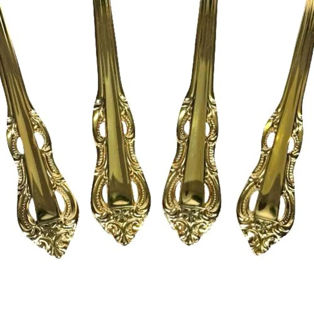Set of 4 Four Towle Supreme KING ARTHUR GOLD Electroplate Teaspoons 6 1/8